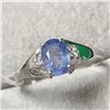 Image 2 : 10K White Gold Ceylon Sapphire(0.9ct) Diamond(0.045ct) Ring (~Size 7) (~weight 1.31g), Made in Canad