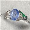 Image 3 : 10K White Gold Ceylon Sapphire(0.9ct) Diamond(0.045ct) Ring (~Size 7) (~weight 1.31g), Made in Canad