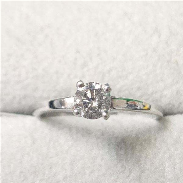14K White Gold Diamond (0.43Ct,I3,H) Ring (~Size 6)) (~weight 1.89g), Made in Canada, Appraised Reta