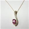 Image 1 : 10K Yellow Gold Ruby 18"(0.5ct) Diamond(0.2ct) Necklace (~weight 1.6g), Appraised Retail $2500