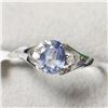 Image 3 : 10K White Gold Ceylon Sapphire(0.9ct) Diamond(0.04ct) Ring (~Size 7) (~weight 1.51g), Made in Canada