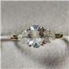 Image 1 : 10K Yellow Gold Aquamrine(1ct) Diamond(0.2ct) Ring (~Size 7) (~weight 1.8g), Appraised Retail $1815