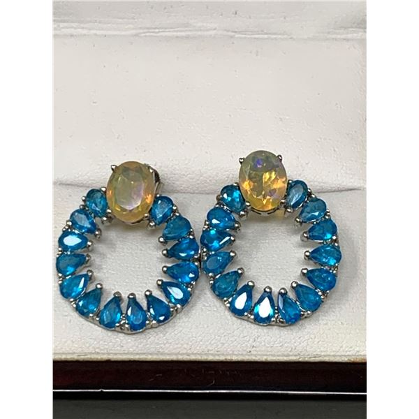 Ladies Apatite Gemstone 11.42 Total Carat Weight Earrings with certificate value $1300.00