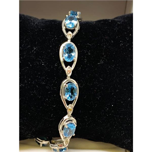 Natural Topaz & Sapphire Multi Stone 8.42 Carat Tennis Bracelet with certificate value $1300.00