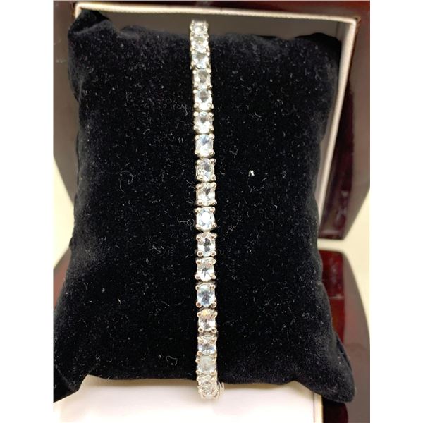 Ladies 9.65 Carat Natural Aquamarine Tennis Bracelet with certificate value $1600.00