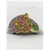 Image 1 : Ladies Emerald & Garnet Gemstone .925 Cat Ring with certificate value $1200.00