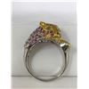 Image 3 : Ladies Emerald & Garnet Gemstone .925 Cat Ring with certificate value $1200.00