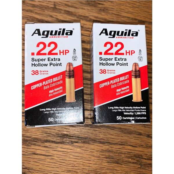 Aquila .22 LR Super Extra Hollow Point 38 gr - lot of 2 x 50