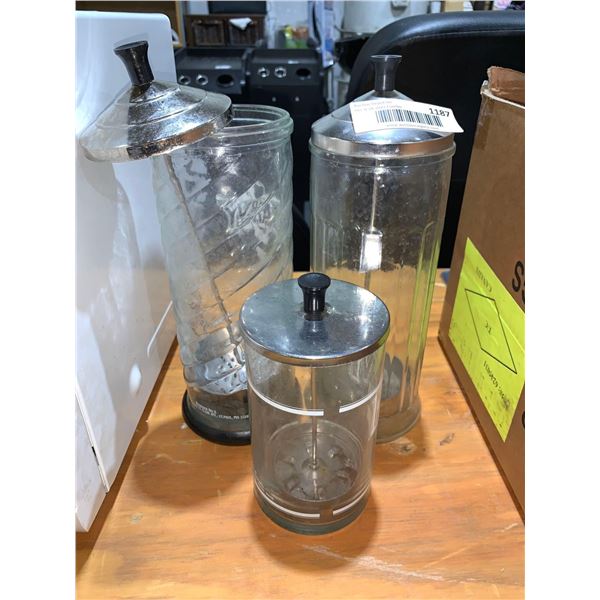Set of 3 barbicide jars