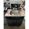 Image 1 : Small Vanity with Single Stainless Basin & Tall Faucet - 22W/17D/33"T