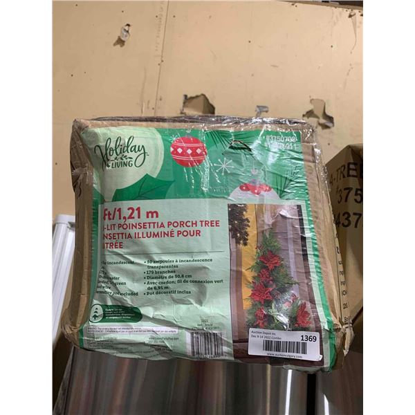 NEW Holiday Living 4ft Pre Lit Poinsettia Porch tree