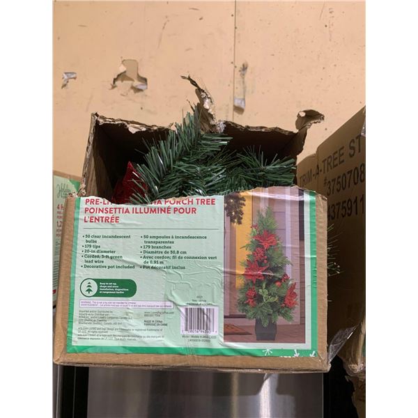 NEW Holiday Living 4ft Pre Lit Poinsettia Porch tree