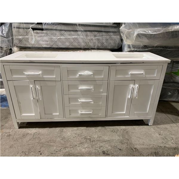 Double Bathroom vanity White (damaged) White 72"L x 21"D x 35"H