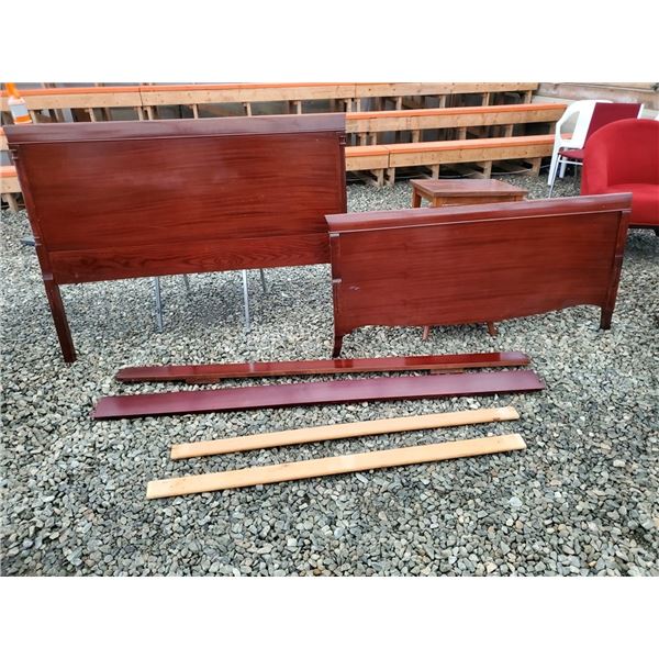 Wooden Head Board & Foot Board Dark Brown 56  Wide x 74  Long