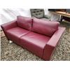 Image 1 : Red Leather Couch, Reclining Arm Chair & Outside table