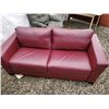 Image 2 : Red Leather Couch, Reclining Arm Chair & Outside table