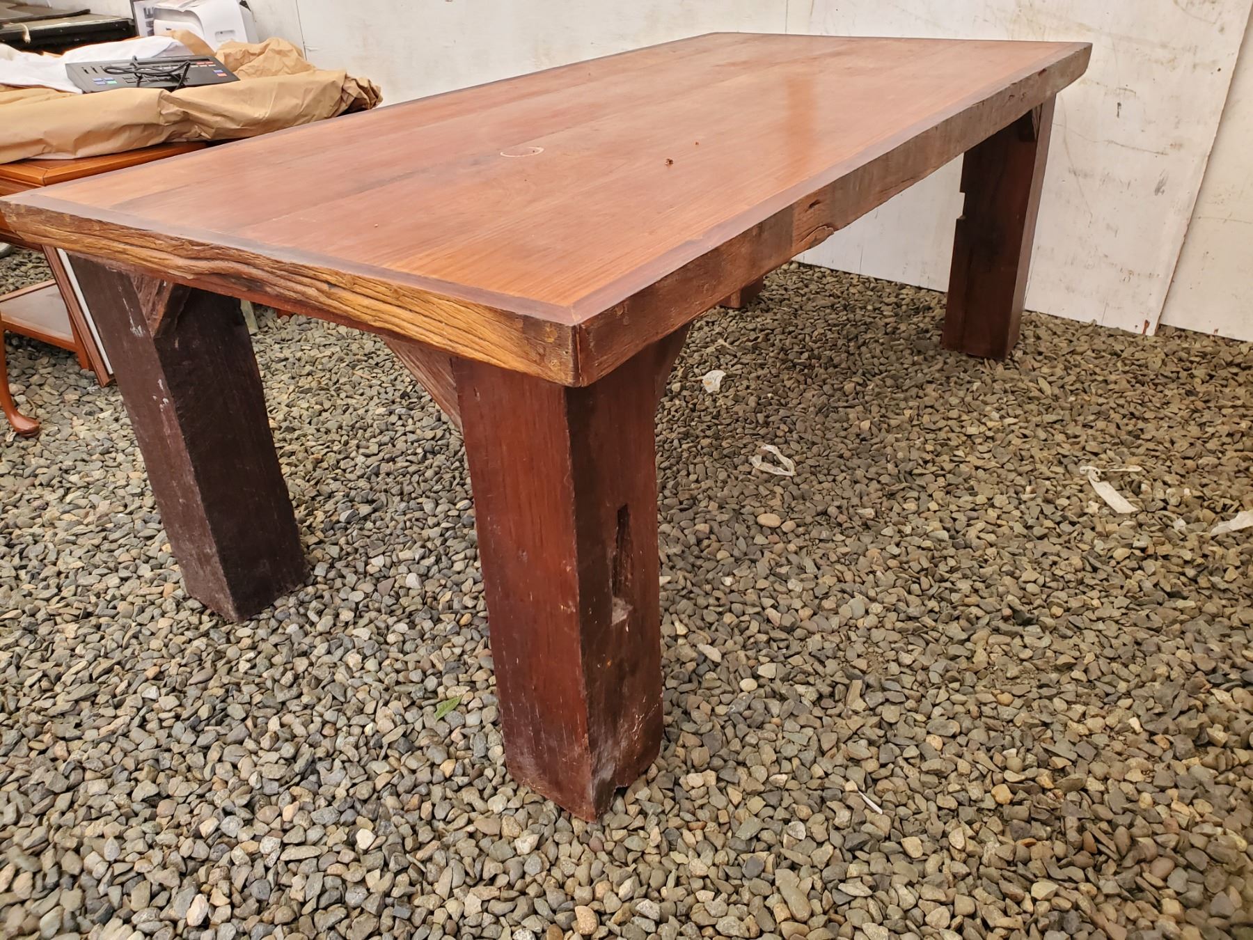Large Rustic table with six solid wood chairs