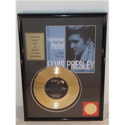 24K Gold plated Elvis Heartbreak Hotel 45 record Framed COA Collectors Gold