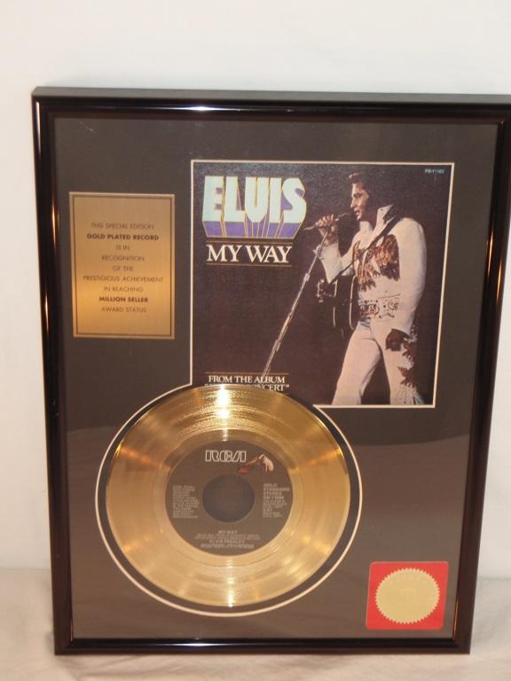 My Way by Elvis Presley 24 K Gold Plated 45 Record Framed w/ album ...