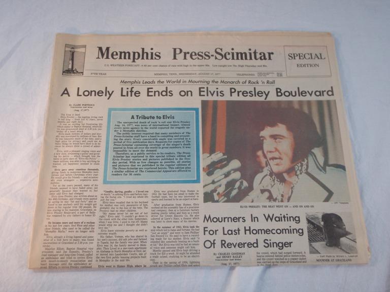 RARE Complete Memphis PressScimitar Newspaper Special Edition Aug 17