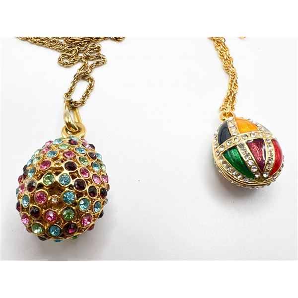 2 FABERGE EGG STYLE PENDANT NECKLACES