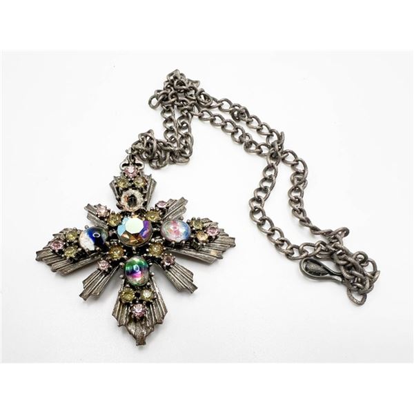 LARGE MULTI CROSS STYLE RHINESTONE NECKLACE
