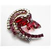 Image 1 : RED & CLEAR RHINESTONE SWIRL BROOCH