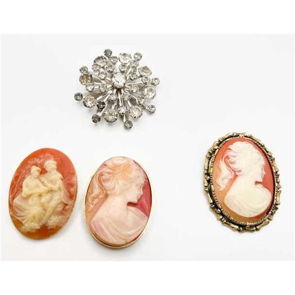 2 CAMEO PENDANTS, 1 CAMEO CLIP, 1 STARBURST