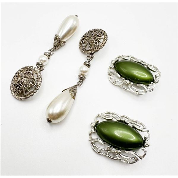 SARAH COVENTRY GREEN STONE EARRINGS SET+
