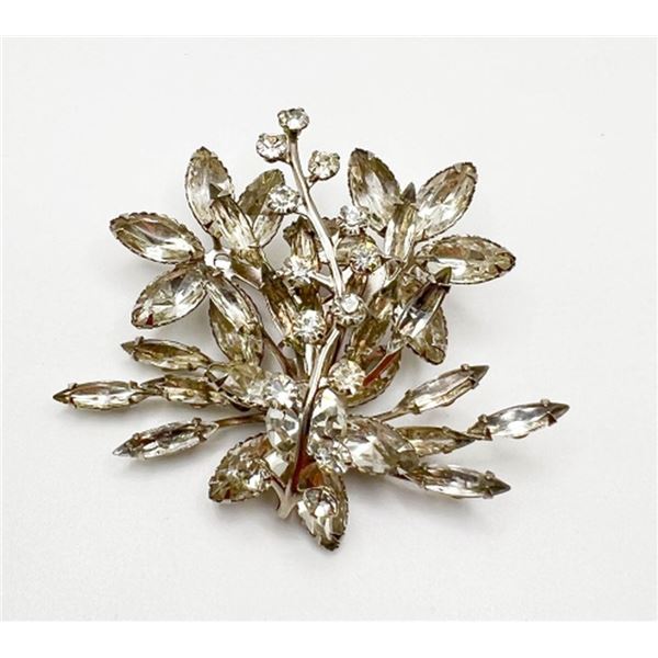 LARGE CLEAR RHINESTONE BROOCH