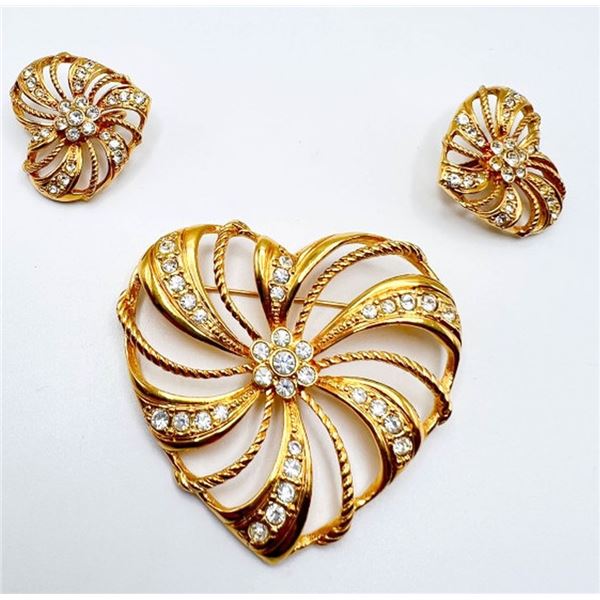 AVON HEART SET BROOCH & EARRINGS
