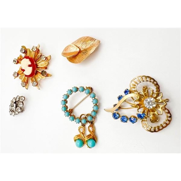 5PC BROOCH LOT