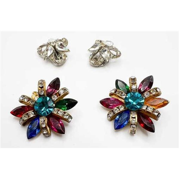 BOGOFF CLEAR SILVER TONE SET OF EARRINGS+