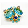 Image 1 : MADE IN AUSTRIA AQUA RHINESTONE BROOCH