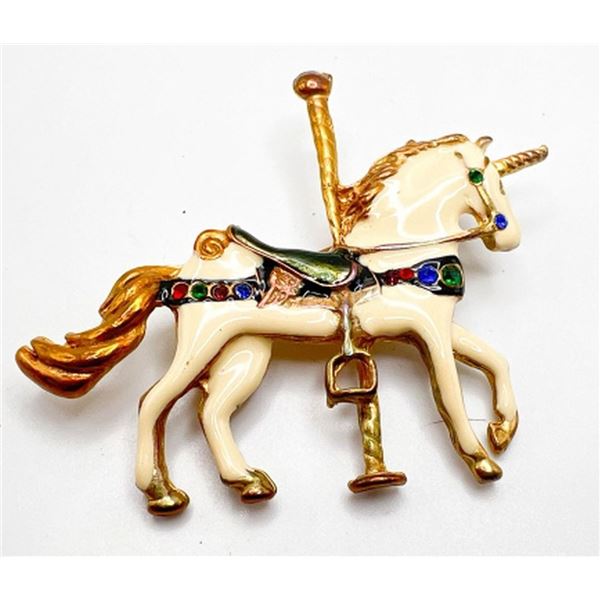 MERRY-GO- ROUND UNICORN BROOCH