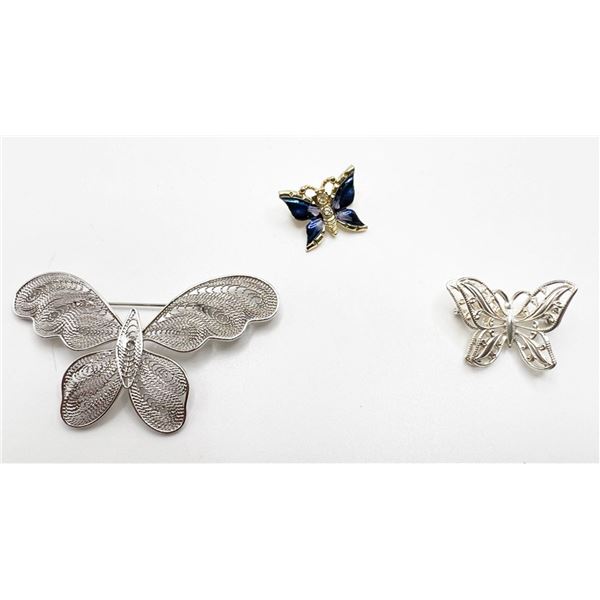 3 BUTTERFLY BROOCHES/ PIN