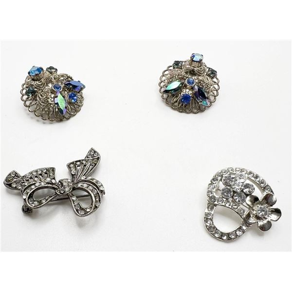 2 BROOCHES, 1 PR EARRINGS