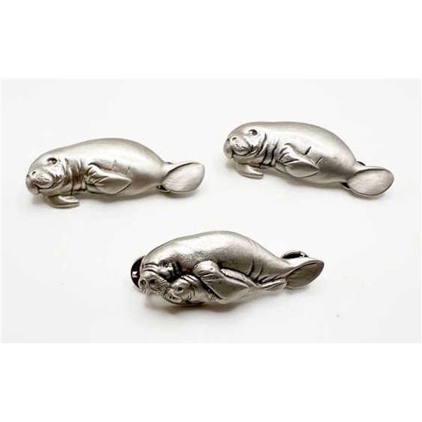 3 MANATEE PINS- PEWTER MARKED