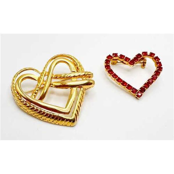 2 HEART BROOCHES