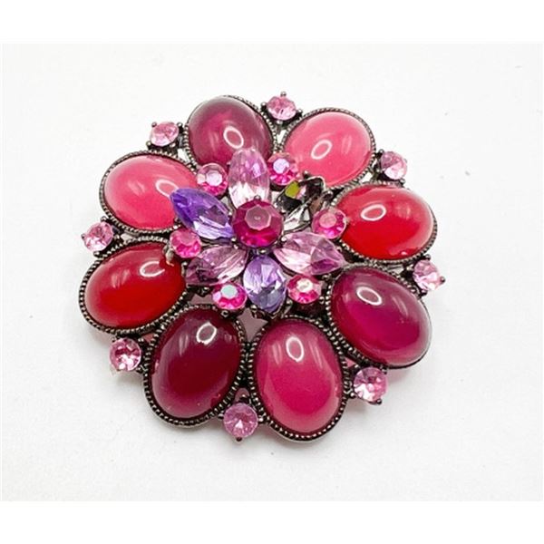 LG CANUCHON RHINESTONE BROOCH PINK