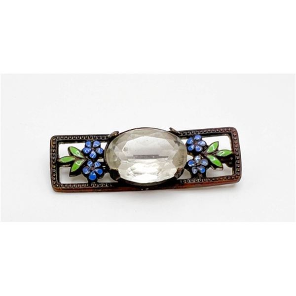 ANTIQUE(?) C-CLASP CLEAR STONE BROOCH