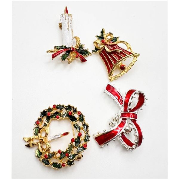 +4 CHRISTMAS BROOCHES