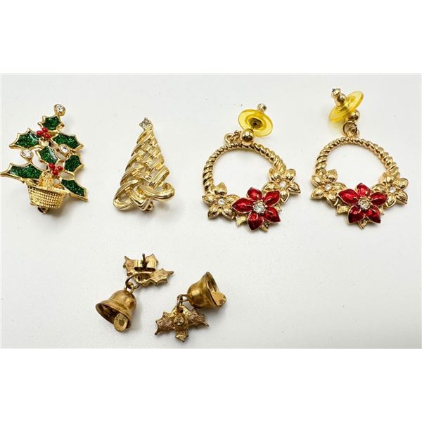 CHRISTMAS EARRINGS, BROOCHES