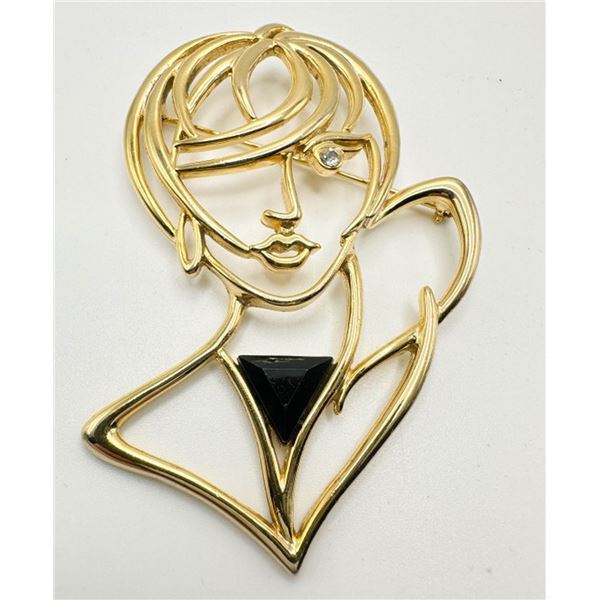 CHIC FACE BROOCH WITH STONES