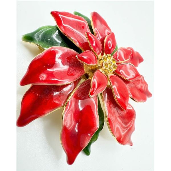 AMAZING LARGE POINTSETTA BROOCH