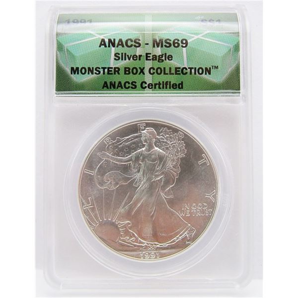 1991 AMERICAN SILVER EAGLE ANACS CERTIFIED
