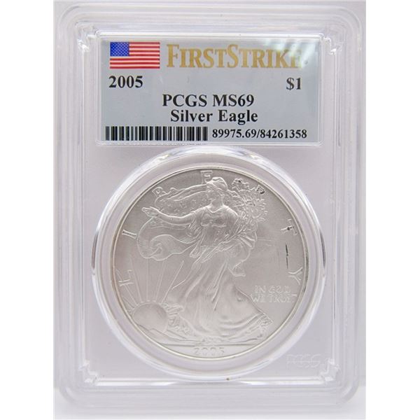 2005 AMERICAN SILVER EAGLE PCGS MS69