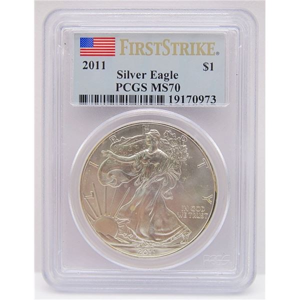 2011 AMERICAN SILVER EAGLE PCGS MS70