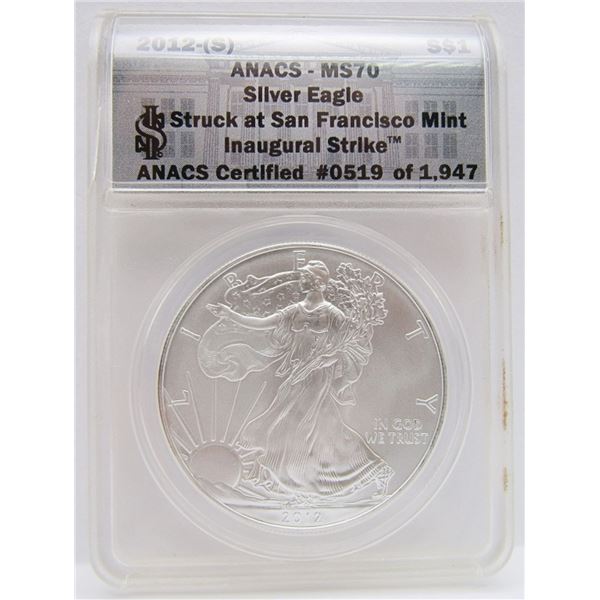 2012-(S) AMERICAN SILVER EAGLE ANACS MS70
