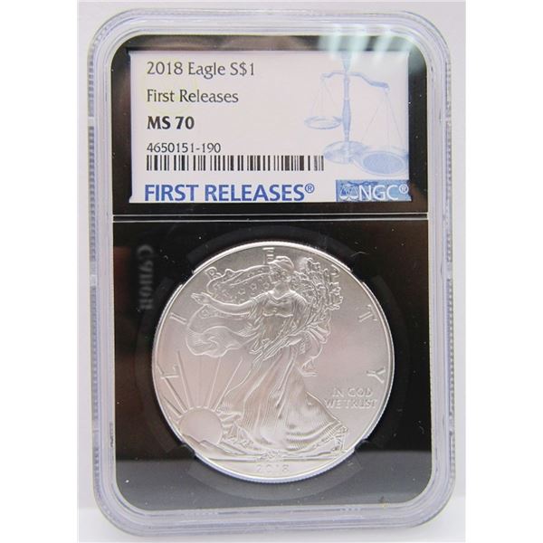 2018 AMERICAN SILVER EAGLE NGC MS70